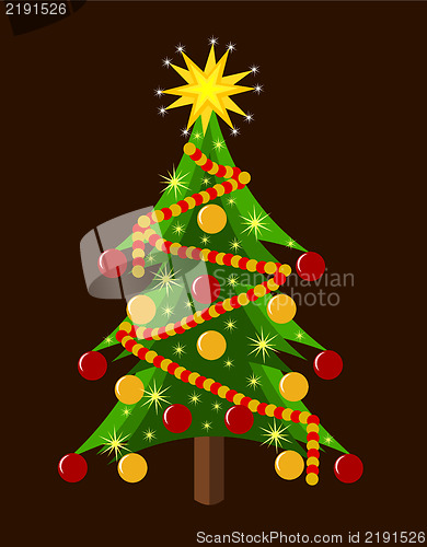 Image of Red and golden Christmas tree