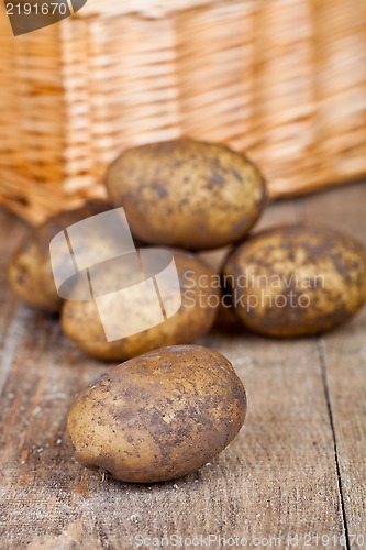 Image of basket with fresh potatoes