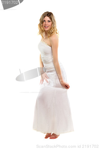 Image of Blonde wearing wedding dress
