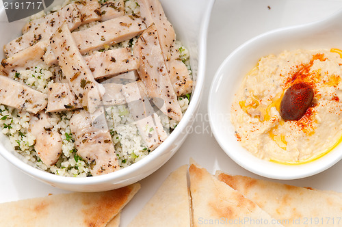 Image of chicken taboulii couscous with hummus