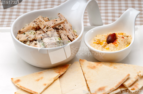 Image of chicken taboulii couscous with hummus