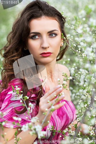 Image of Thoughtful nice brunette