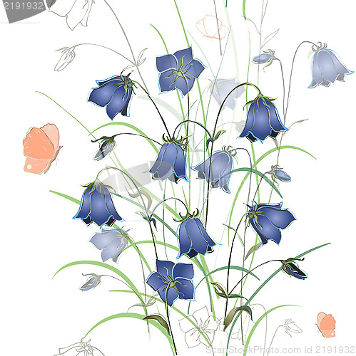 Image of Seamless background. Illustration bluebell  flower.