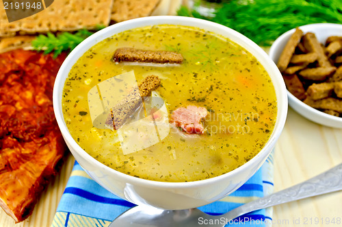 Image of Soup pea with croutons and bacon