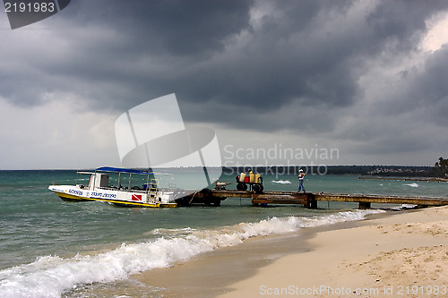 Image of people  harbor water boat 