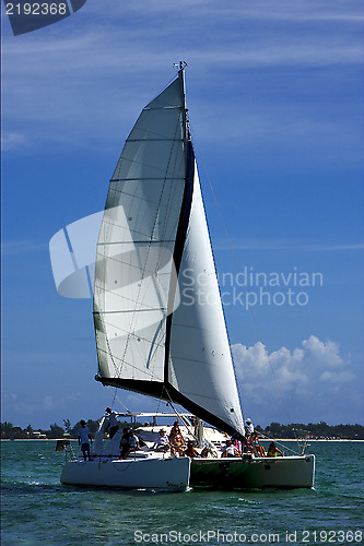 Image of catamaran tropical lagoon navigable