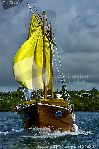 Image of  cloudy  pirate  and coastline in mauritius