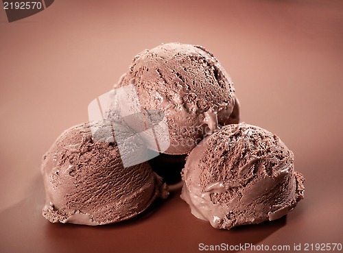 Image of Chocolate Ice cream on brown background