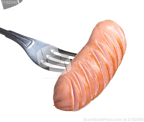 Image of Grilled sausage on a fork