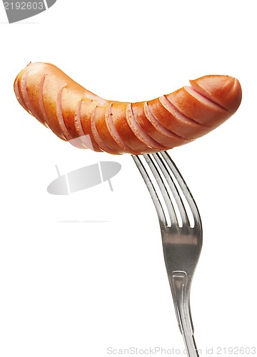 Image of Grilled sausage on a fork