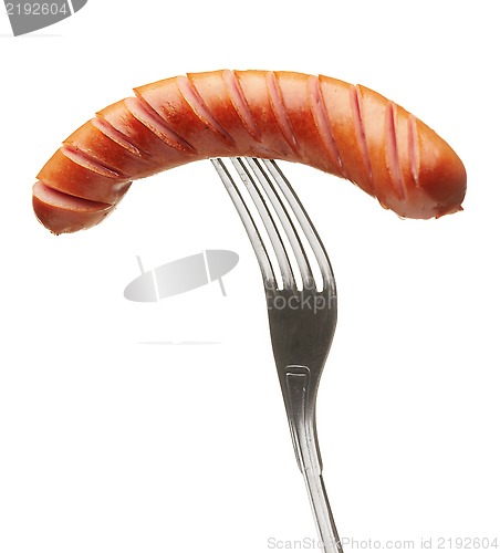 Image of Grilled sausage on a fork