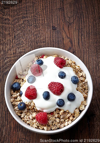 Image of bowl of muesli and yogurt with fresh berries