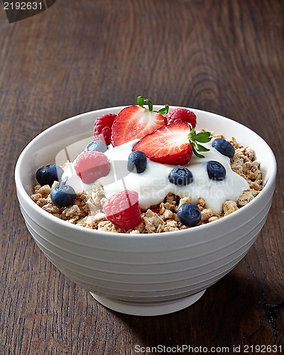 Image of bowl of muesli and yogurt with fresh berries