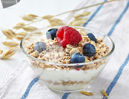 Image of bowl of muesli and yogurt with fresh berries