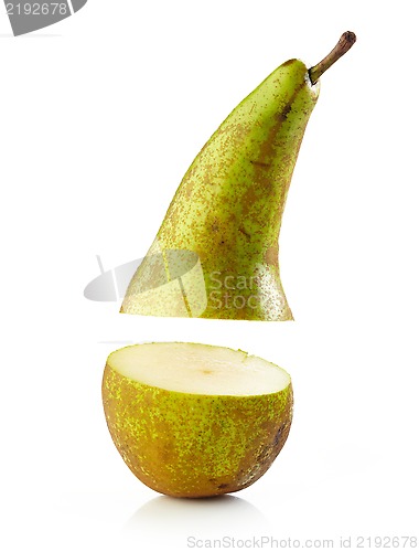 Image of fresh green half pear