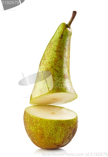 Image of fresh green half pear