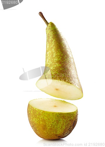 Image of fresh green half pear