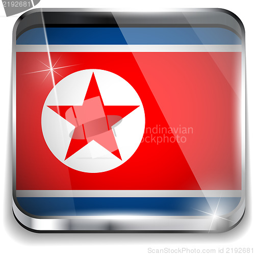 Image of North Korea Flag Smartphone Application Square Buttons