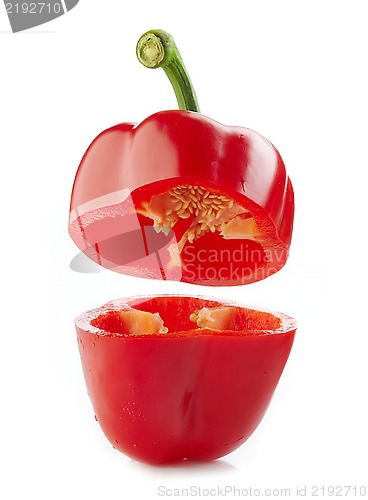 Image of fresh red half paprika