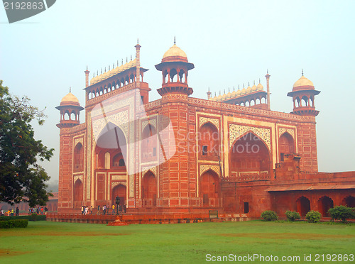 Image of Taj Mahal mausoleum entrance in India