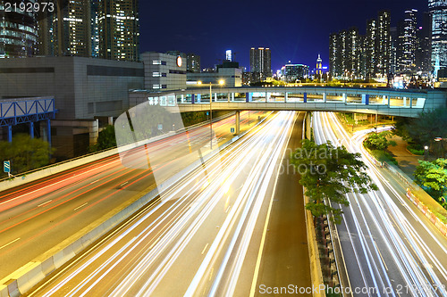 Image of traffic in city at night