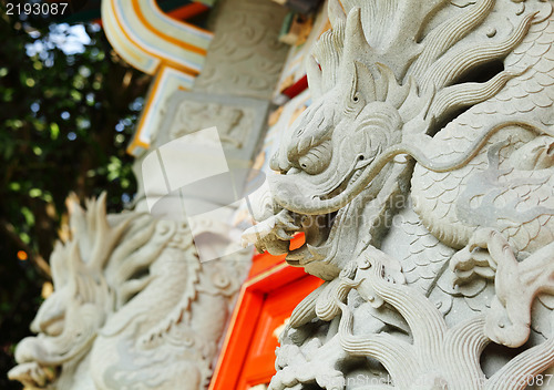 Image of chinese dragon statue in temple