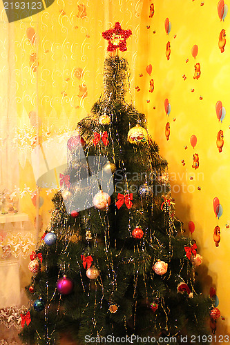 Image of Harmonous fur-tree with snowflakes