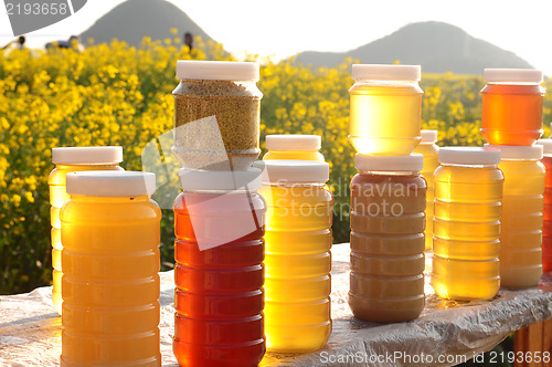Image of Bottles of fresh honey