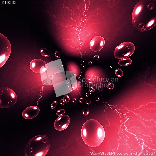 Image of Magic background with bubbles and lightning