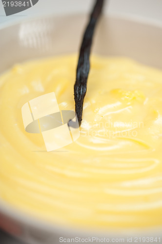 Image of vanilla custard pastry cream with seeds sticks