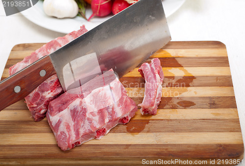 Image of fresh pork ribs and vegetables