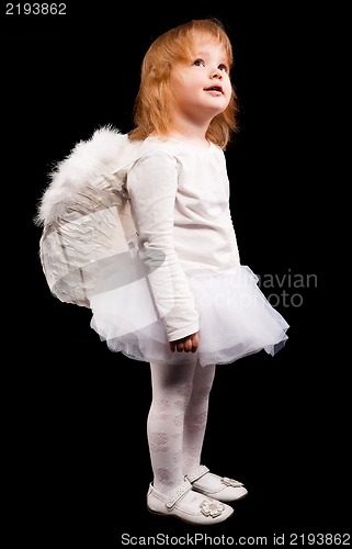 Image of angel child girl in white