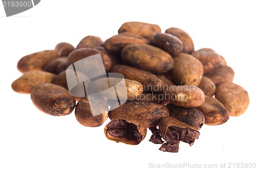 Image of Cacao beans isolated on white background