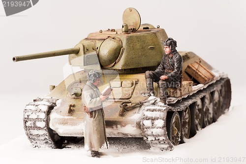 Image of Diorama with old soviet t 34 tank