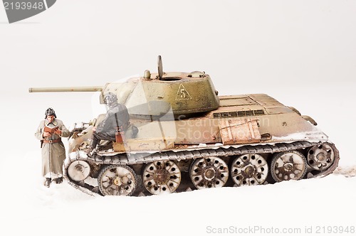 Image of Diorama with old soviet t 34 tank
