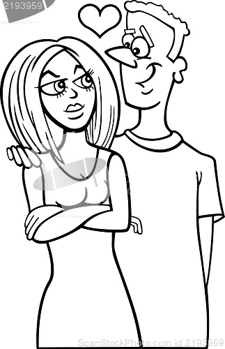 Image of man and woman in love cartoon