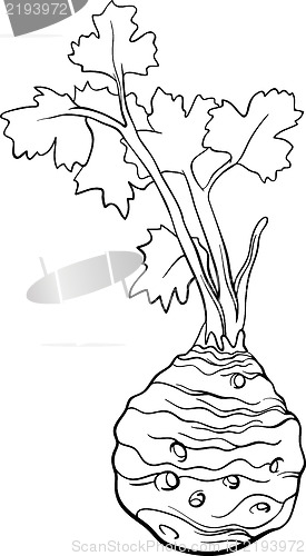 Image of celery vegetable cartoon for coloring book