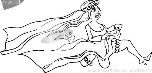 Image of running bride cartoon illustration