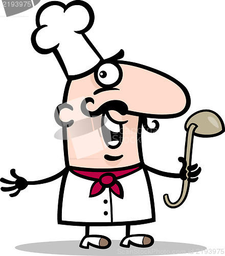 Image of cook or chef with ladle cartoon illustration