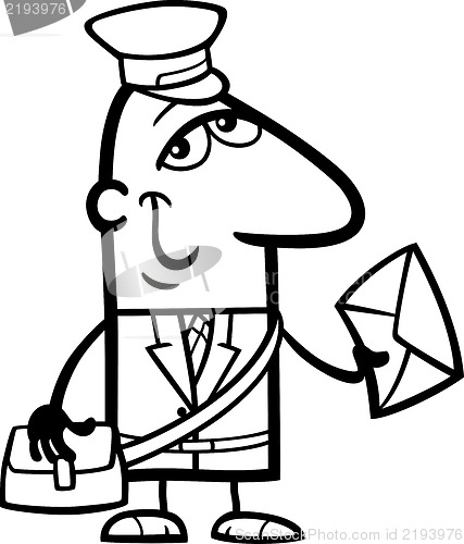 Image of postman with letter cartoon illustration