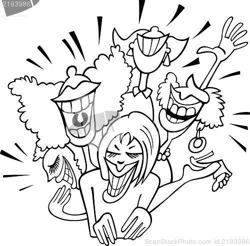 Image of joyful group of women cartoon