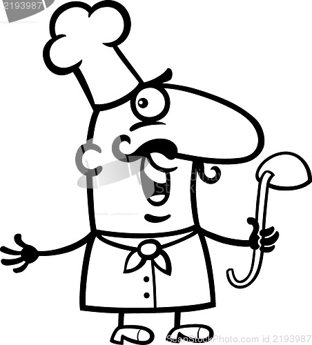 Image of cook or chef with ladle cartoon illustration