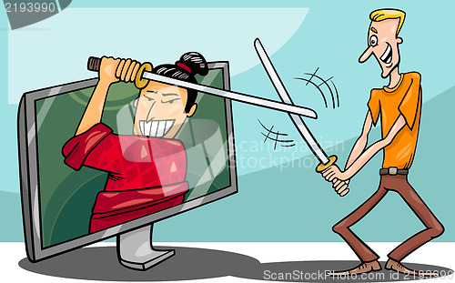 Image of Cartoon man and interactive television
