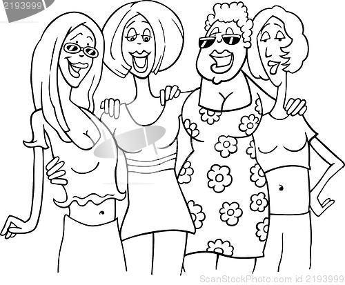 Image of women friends cartoon illustration