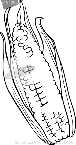 Image of corn on the cob cartoon for coloring book