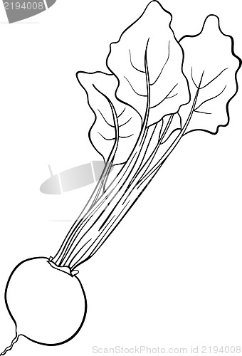 Image of beet vegetable cartoon for coloring book