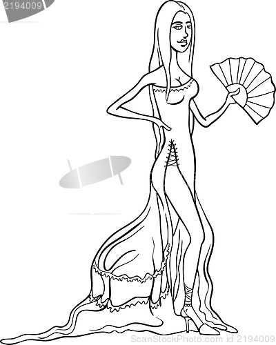 Image of beautiful latino woman in dress cartoon