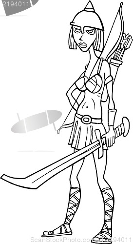 Image of Knight woman cartoon illustration