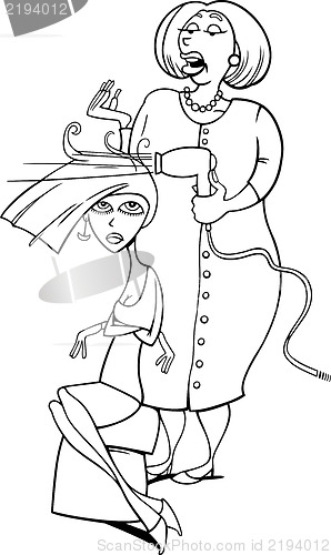 Image of mother and daughter cartoon illustration