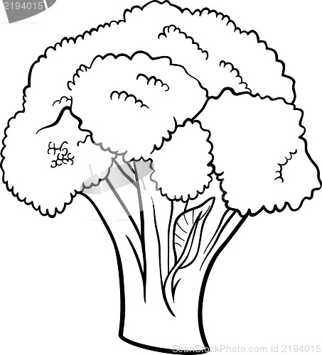 Image of broccoli vegetable cartoon for coloring book